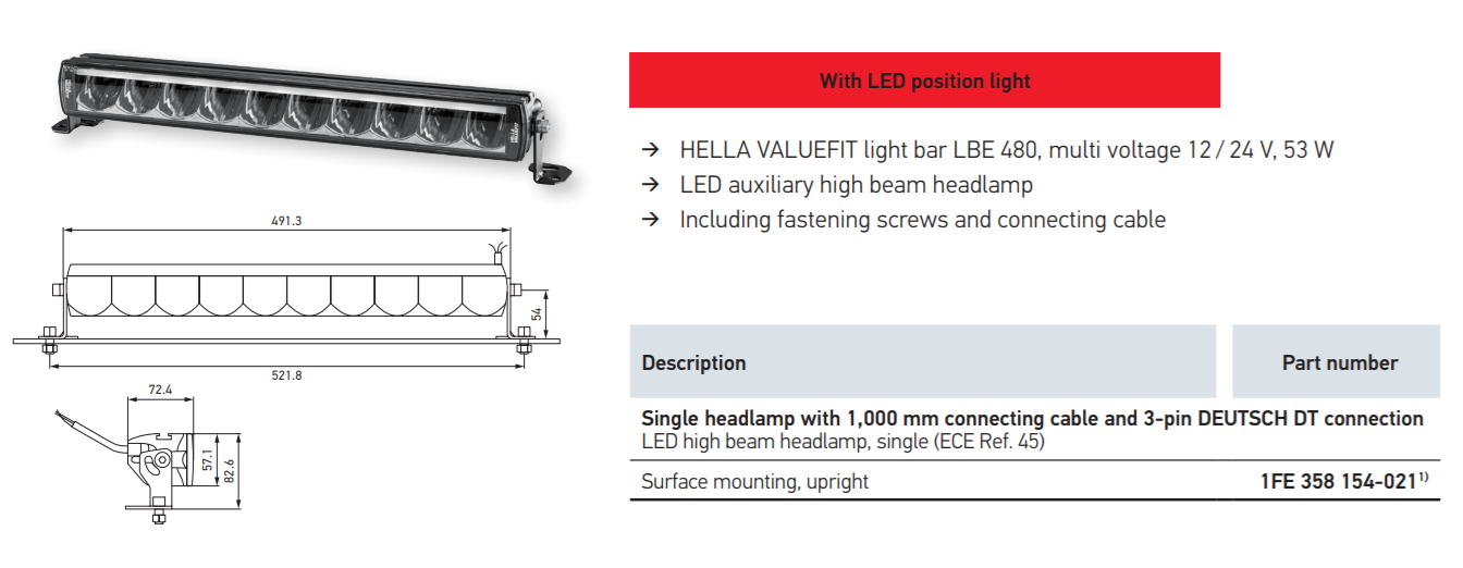 HELLA LBE 320 LED LightBar w/ DRL - 1FE 358 154 001
