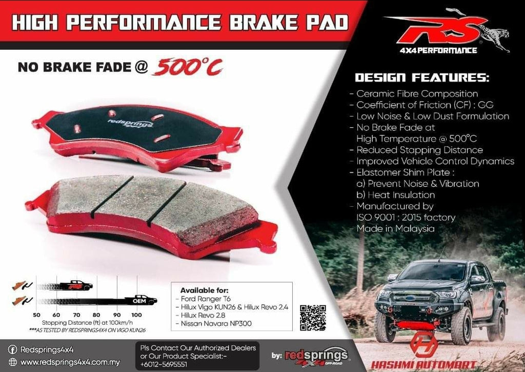 REDSPRINGS-GT PREMIUM BRAKE PADS - Hashmi Automart